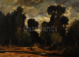 Jelzés nélkül: Hazafelé. Olaj, vászon, antik keretben, 48×68 cm