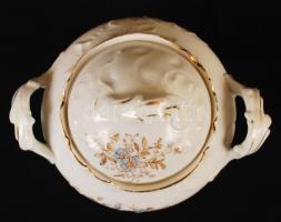 Cukortartó és kiöntő, kézzel festett, jelzés nélkül (csak sorszám), egyiken apró hajszálrepedés, m:1...