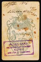 1906 Sakkozók, kis kibiccel fotó. Rudas Samu fényképészeti intézet. / Chess players photo 9x11 cm