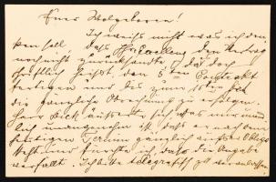 Weisz Miksa (1872-1931): rabbi, teológus. sajét kézzel írt sorai névjegykártyáján / autograph lines ...