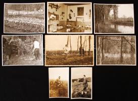 1930-1932 7 db vadászattal kapcsolatos fotó: leterített vad, trófeák, vadászok, 6x9 és 13x9 cm közötti méretekben