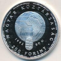 1992. 200Ft Ag "Veszélyeztetett állatvilág-gólya" T:PP Dísztokban tanúsítvánnyal. Adamo EM126