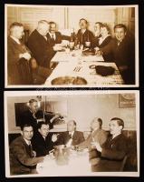 cca 1940 Éttermi ünneplés színészekkel, énekesekkel (pl. Csortos Gyula), 9x14 cm