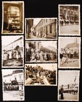 1941-1942 Ünnepség és felvonulás Kolozsváron, 9 db fotó, hátoldalon feliratozva, 9x6 cm