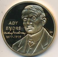 ifj. Szlávics László (1959-) DN "Ady Endre / Nagy Magyarok" aranyozott réz emlékérem tanúsítvánnyal (40mm) T:PP
