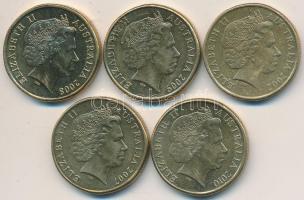 Ausztrália 2002-2010. 1$ (5xklf) T:2,2-
Australia 2002-2010. 1 Dollar (5xdiff) C:XF,VF
Krause KM#489...