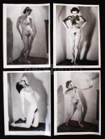 cca 1940-1950 Akt fotók, 4 db, 9x12 cm / cca 1940-1950 Nude photos, 9x12 cm