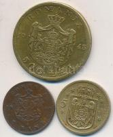 Románia 1900B 2b Cu "I. Károly" + 1930. 5L "I. Mihály" + 1945. 500L Br "I. Mihály" T:2,2-,3 Romania 1900B 2 Bani Cu "Carol I" + 1930. 5 Lei "Mihail I" + 1945. 500 Lei Br "Mihail I" C:XF,VF,F Krause KM#27,48,67