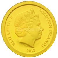 Salamon-szigetek 2013. 1$ Au "Az ókori világ hét csodája / Rodoszi Kolosszus" tanúsítvánnyal (0.5g/0.585/11mm) T:PP Solomon Islands 2013. 1 Dollar Au "Seven Wonders of the Ancient World / Colossus of Rhodes" with certificate (0.5g/0.585/11mm) C:PP