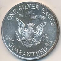 Amerikai Egyesült Államok 1977. "Liberty Lobby - George Washington / 1SE" Ag emlékérem (31.73g/0.999/39mm) T:BU USA 1977. "Liberty Lobby - George Washington / One Silver Eagle" Ag medal (31.73g/0.999/39mm) C:BU