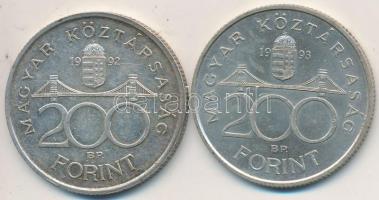 1992-1993. 200Ft Ag "MNB" (2x) T:2,2- Adamo F13