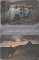 12 db RÉGI használatlan külföldi városképes lap; egyiptomi, török, libanoni / 12 old unused foreign ...