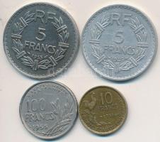 Franciaország 1935. 5Fr + 1946. 5Fr + 1951. 10Fr + 1955. 100Fr T:2,2- France 1935. 5 Francs + 1946. 5 Francs + 1951. 10 Francs + 1955. 100 Francs C:XF,vf Krause KM#888,888a.2,915.1,919.1