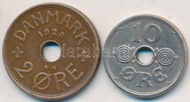 Dánia 1928. 2ö Br + 1929. 10ö T:2,2- Denmark 1928. 2 Öre Br + 1929. 10 Öre C:XF,VF Krause KM# 827.2,822.2