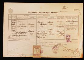 1947 Kiskunfélegyháza, Házassági anyakönyvi kivonat városi illetékbélyeggel