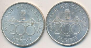 1993. 200Ft Ag "MNB" (2x) T:2 Adamo F13