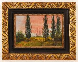 Balogh jelzéssel: Pirkadat. Olaj, vászon, keretben, 15×22 cm