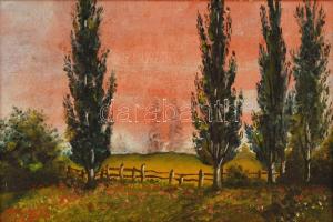 Balogh jelzéssel: Pirkadat. Olaj, vászon, keretben, 15×22 cm