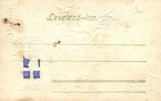 Christmas, interesting embossed mechanical postcard with silk decoration