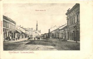 Losonc, Gácsi utca II, Belach Lajos üzlete, kiadja Redlinger / street, shop (EK)