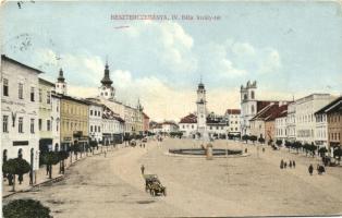 Besztercebánya, IV. Béla király tér, Rák szálloda, Lőwy Jakab üzlete / square, hotel, shop, automobile (EK)