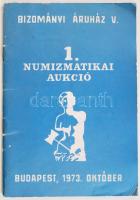 1973 Bp., A Bizományi Áruház Vállalat 1. Numizmatikai aukciójának prospektusa képekkel illusztrálva
