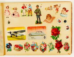 cca 1930-1980 Matricásalbum, különféle litho matricákkal (vallásos, állatok, külföldi városok, nevez...