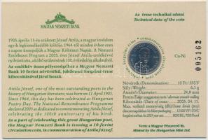 2005. 10Ft "József Attila" sorszámozott emléklapon T:1