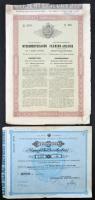 Budapest 1880. &quot;Kamatozó Nyereménykölcsön a Tisza és mellékfolyói szabályozására és Szeged város újjáépítésére&quot; részkötvény osztrák értékű 100Ft-ról szelvénnyel + Ausztria / Bécs 1919. &quot;Österreichische Boden-Credit-Anstalt - Gewinnstschein&quot; prémium kötvénye 200K-ról T:III