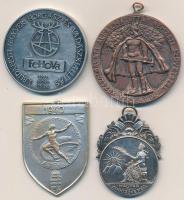 Arató Gyula (1889-1969) 1930. "Közszolgálati Alkalmazottak Nemzeti Szövetsége - Verseny Díj" Br díjérem (45.53g/45mm) + 1940. "Magyar Sakkszövetség / Felső Dunaszakasz Kerület - Egyéni Bajnokság 1940. I." díjérem (42x33mm) + 1940. "Magyar Királyi Államvasutak Sportegyesületének Ligája" ezüstözött Br emlékérem (48x34mm) + 1992. "Budapesti Fegyver, Horgász és Vadászkiállítás / VEFAG - Tatabánya" Fém emlékérem (42mm) T:2,2-