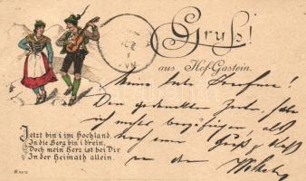 1897 'Jetzt bin i im Hochland...' Bad Hofgastein, Austrian folklore, litho