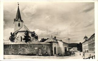 Huszt, templom, Fekete József üzlete / church, shop (fa)
