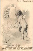 New Year, snowman, child, Theo. Stroefer's Kunstverlag, serie 69. Nr. 7. s: Th. Z. (EK)