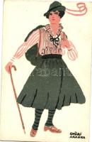 Ungarische Werkstätte, Diana púder reklám, túrázó / hiker s: Győri Aranka (EB)