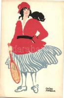 Ungarische Werkstätte, Diana krém reklám, teniszező / tennis player s: Győri Aranka (EK)
