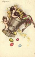 Anna & Gasparini No. 601-6; Italian art postcard, Easter s: Busi
