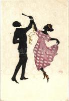 Dancing couple, silhouette, s: MG (Marte Graf) (cut)