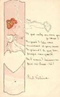 1899 Smoking lady; Raphael Kirchner style Art Nouveau postcard