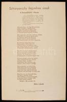 1938 Mécs László: A bányafüttyös válasza (Sztranyavszky kegyelmes úrnak) c. verse röplap formájában, a szerző kiadása.