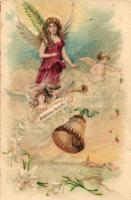 Easter, angels, litho (pinhole)