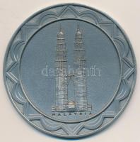 Malajzia DN "Petronas-ikertorony" fém plakett, szign.: Royal Selangor Pewter (90mm) T:2 Malaysia ND "Petronas tower / " metal plaque, sign.: Royal Selangor Pewter (90mm) C:XF