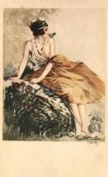 Gently erotic Italian art postcard, Italien Gravur 1785 s: Hardy