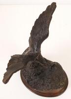 Turul, bronzírózott fém, jelzés nélkül, javított, m:16 cm, 21×13 cm