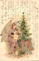 Christmas greeting with pearl decoration, Meissner & Buch Serie 1041, litho (cut)