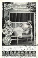 Lady No. 330. Art Nouveau, Hölgy, szecessziós képeslap No. 330.