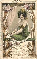 Lady in exotic dress; Art Nouveau, litho (r)