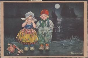 Dutch folklore, Italian art postcard, Ross-Monopol 2181. s: Colombo