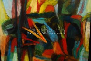 Károlyi Ernő (1923-): Ellentétek harca. Olaj, farost, jelzett, 50×60 cm