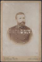 cca 1900 Katonatiszt fotója, Goldberger Rezső fényképész (Siklós és Harkány), keményhátú fotó, 11x16 cm