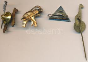 4db állatokat ábrázoló fém jelvény és kitűző, közte zománcozott is T:vegyes